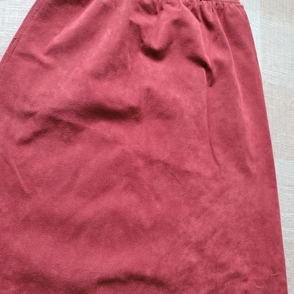 True Vintage Western Mobwife Coastal Cowgirl Poetcore Red Leather Midi Skirt - Picture 2 of 10